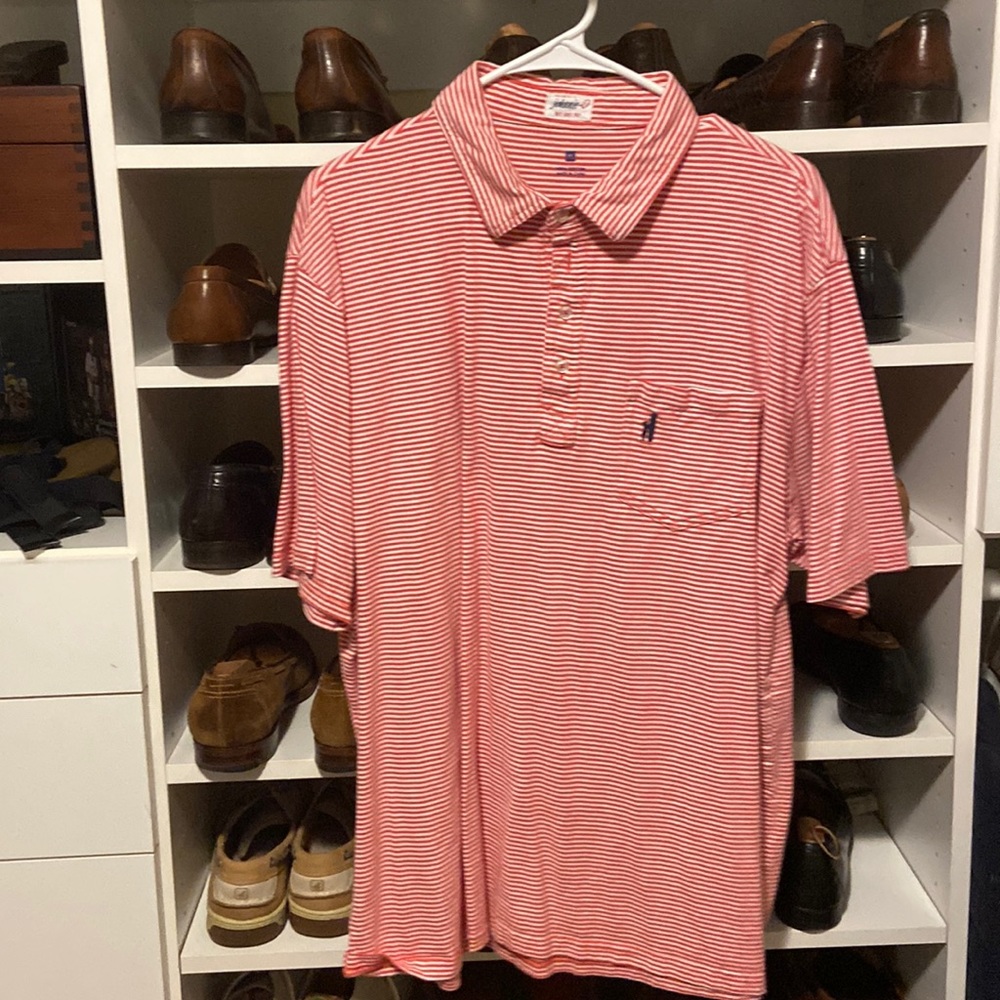 Johnnie mens red striped polo